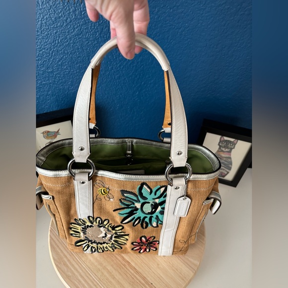Coach Handbags - COACH Limited Edition Tote Bag, burlap, embroidered and painted